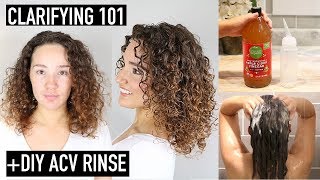 Clarifying Curly Hair How to Clarify amp Remove BuildUp  ACV Rinse [upl. by Naujet]