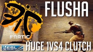 CSGO  flusha INSANE 1vs4 AWP EMS One Katowice 2014 [upl. by Grefe]