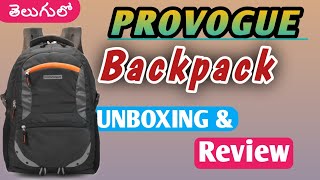 PROVOGUE Backpack Unboxing and Review In Telugu  Budget backpack [upl. by Ttirb]