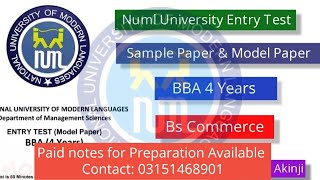 Numl Entry Test Preparation 2024 Numl Entry Test Syllabus Paper Pattern BBA 4 Years numluniversity [upl. by Animlehliw]