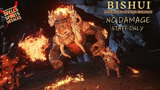 Black Myth Wukong  Bishui GoldenEyed Beast NO DAMAGE using Staff Only [upl. by Divadnoj]