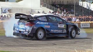 2019 Ford Fiesta WRC DONUTS Launch amp PURE Sound  Goodwood Festival of Speed 2019 [upl. by Romilda]