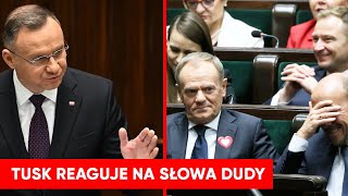 Wybuchnęli śmiechem po słowach Dudy Tusk aż pokręcił głową [upl. by Laoj345]