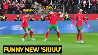 Dalot did funny new siuuu celebration with Ronaldo after scored goal against Poland  Man Utd News [upl. by Enilegna]