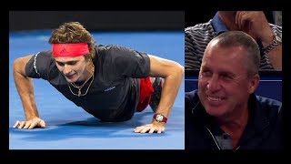 Pushups during the match Zverev makes Lendl smile [upl. by Sedda]