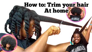 How to trim your own hair at Home  Trimming my natural hair  No Heat [upl. by Radack]