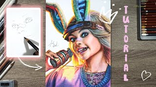 Tutorial with pencils drawing Borderlands quotTiny Tinaquot  Туториал рисования карандашами Бордерлендс [upl. by Enahs]