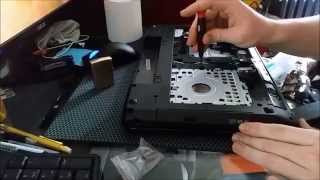 Optical Drive CD DVD player face plate removal and HDD Caddy install replacement G580 [upl. by Richers]