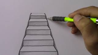 Basit Perspektif Merdiven Çizimi  Simple perspective staircase drawing [upl. by Madel748]