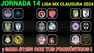 PRONÓSTICOS JORNADA 14 Liga MX CLAUSURA 2024 [upl. by Osbert]