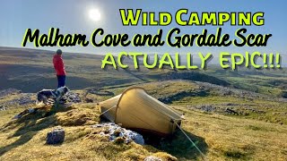 WILD CAMPING SOLO at Malham Cove  Gordale Scar in the YORKSHIRE DALES UK backpacking tent reservoir [upl. by Enelyak]