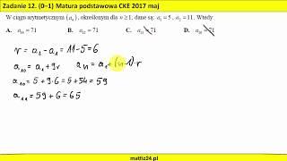 Ciąg arytmetyczny na maturze 2017  MATFIZ24PL [upl. by Ardisj]