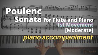 Poulenc  Sonata for Flute and Piano 1st Mov Piano Accompaniment Moderate [upl. by Lemuel]