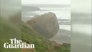 Cornwall cliff collapse caught on camera [upl. by Frankhouse]