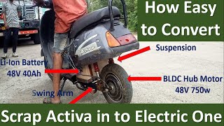 How easy to convert Activa in to electric  diy EV conversion  diy EV conversion kit electric bike [upl. by Ciredec]