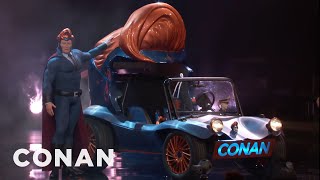 Conan Unveils His Superhero Vehicle  CONAN on TBS [upl. by Egdirdle974]