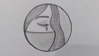 crying girl drawing  circle drawing for beginners  رسم بنات کیوت بالرصاص خطوة بخطوة للمبتدئین [upl. by Petty197]