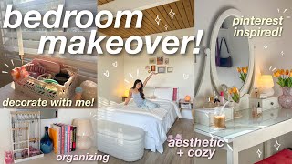 BEDROOM MAKEOVER ⭐️ aesthetic  cozy pinterest inspired decorating organizing etc 🪴 [upl. by Kay]