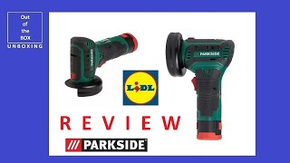 Parkside Cordless Angle Grinder PWSA 12 B1 REVIEW Lidl 12V 20Ah LiIon 76 mm [upl. by Mikes]