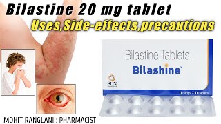 Bilastine 20 mg  Bilastine tablets 20 mg UsesSide effectsDose and precautions  In Hindi [upl. by Ydnas]