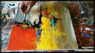 Acrylic abstract painting demonstration Palette knife blending [upl. by Ellehc897]