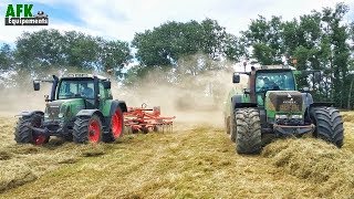 Doublé de FENDT à lAndainage et au Pressage de Foin 2018  Kuhn amp John deere [upl. by Alfonso94]