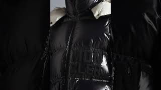 MONCLER Shiny Abbaye Short Down Jacket Hooded Glossy Black Women [upl. by Nodnorb]