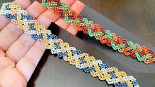 Herringbone Jewel Bracelet DIY Jewelry Making Tutorial by Potomacbeads [upl. by Eerazed]