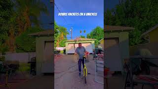 Double Rackets on a Unicycle unicycle racket juggler tricks skills circus nerd [upl. by Lyrahc]