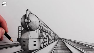 How to Draw a Realistic Train in OnePoint Perspective for Beginners [upl. by Ylekalb495]