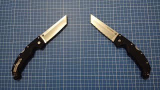 Plain vs Serrated Cold steel voyager Tanto [upl. by Gabler]