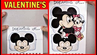 DIY Folding Surprise drawing How to Draw Mickey and Minnie for Valentines Day [upl. by Netneuq]