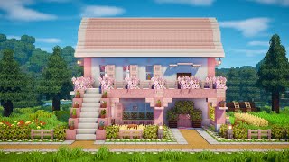 Minecraft Tutorial  How to build a Cherry Blossom Survival House [upl. by Adigun417]