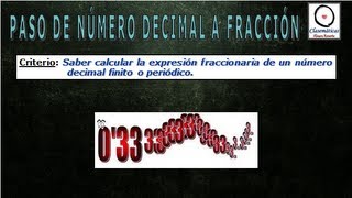 Paso de Decimal a Fracción Fracción Generatriz 0813 [upl. by Panter]