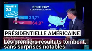 Présidentielle américaine  les premiers résultats tombent sans surprises notables • FRANCE 24 [upl. by Zennie]