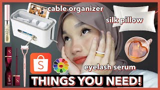 SHOPEE HAUL THINGS YOU NEED  Cable storage box Accessories Silk Pillowcase Jeans adjustment [upl. by Neyud]