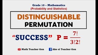 Distinguishable Permutation  Probability and Statistics  Grade 10 Math [upl. by Larred]