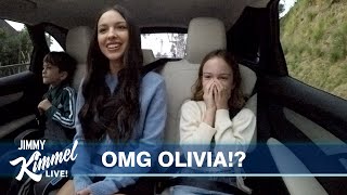 Olivia Rodrigo Surprises Jimmy Kimmel’s Kids on the Drive to School [upl. by Olleina911]