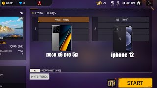 poco x6 pro 5g vs iphone 12 custom 1v1 God level come back☠️🫶🏻pocox6pro5g freefirejod viralvideo [upl. by Cally]