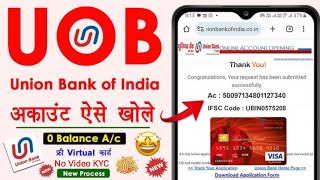 0 balance account opening online without video kyc  Union bank online account opening [upl. by Aneehsram]