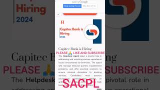 Capitec Bank is Hiring Helpdesk Agent Position operationsAvailable [upl. by Durman]