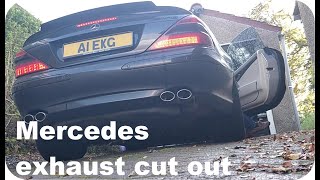 Mercedes SL350 installation of exhaust cut out bypass  quad tail pipes [upl. by Alusru]