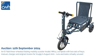 110924  Lot 164  An E Foldi threewheeled folding mobility scooter [upl. by Nannek]