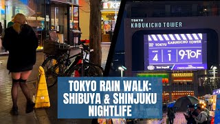 Tokyos Kabukicho  Rainy Night Walk  Shinjuku amp Shibuya  Vibrant Streets amp Neon Lights [upl. by Allerbag]