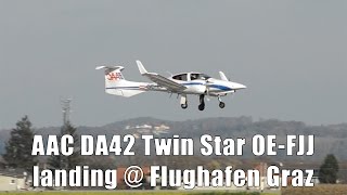 AAC DA42 Twin Star landing  Flughafen Graz  OEFJJ [upl. by Langer]