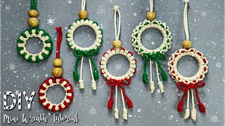 DIY Mini Wreath Tutorial  Macrame wreath Ornament Using Larks Head Knot [upl. by Adyht755]