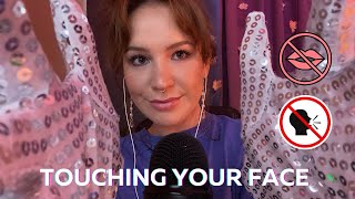 Sleep ASMR  no talking Touching your face with four different gloves [upl. by Ittap]