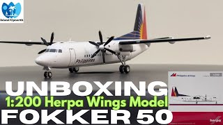 Unboxing Video 1200 Herpa Wings Fokker 50 [upl. by Radferd]