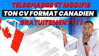 IMMIGRATION CANADA 2024  FAIRE UN CV CANADIEN GRATUITEMENT EN QUELQUES MINUTES [upl. by Lauraine]