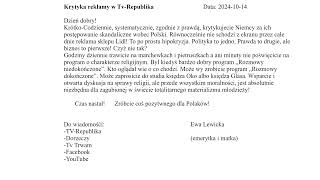 List otwarty Krytyka reklamy w Tv Republika [upl. by Arrik]